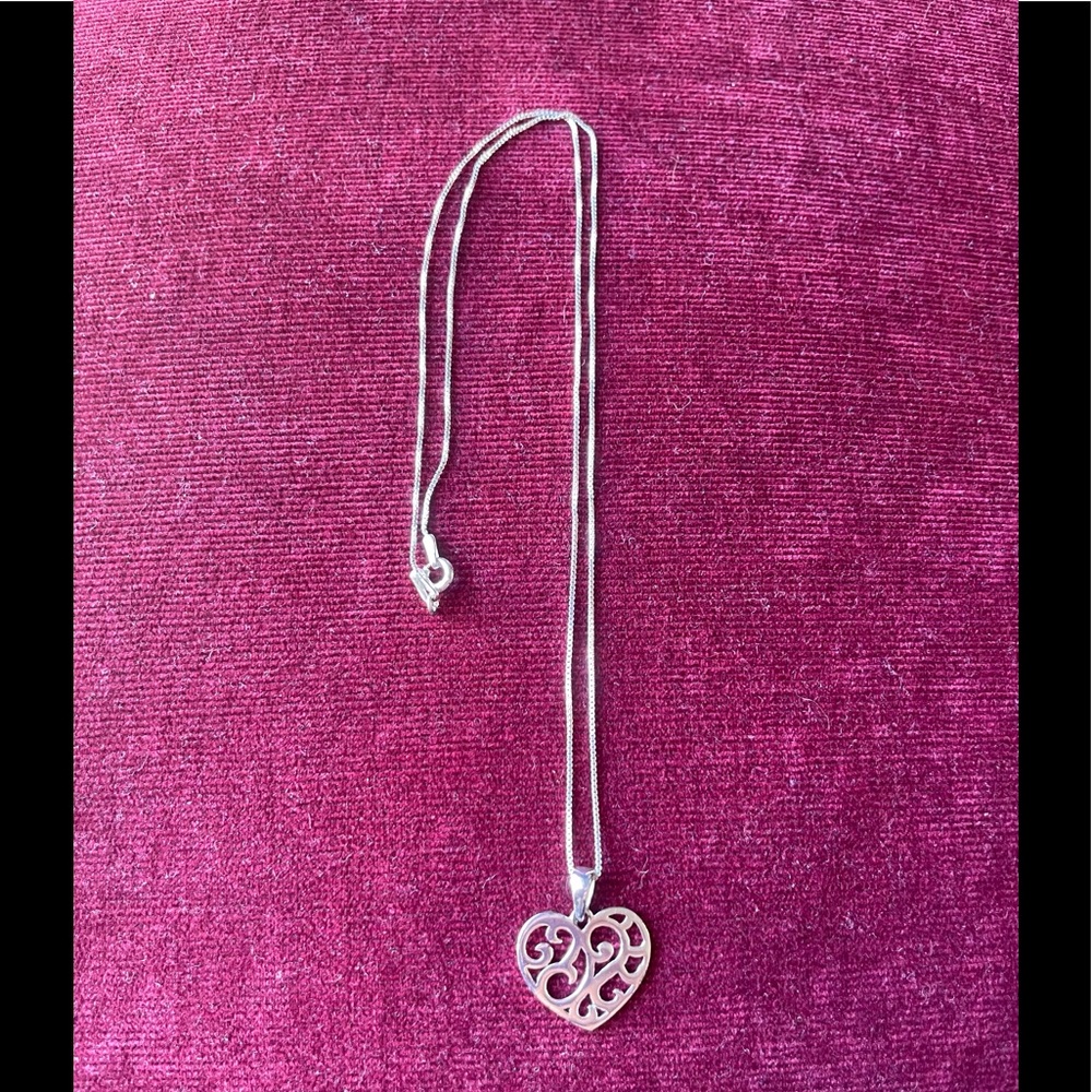 New 925 Silver Sterling Heart Pendant Necklace